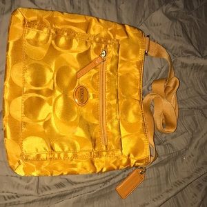 COACH Orange Signature Nylon Fabric File Crossbody Bag Purse